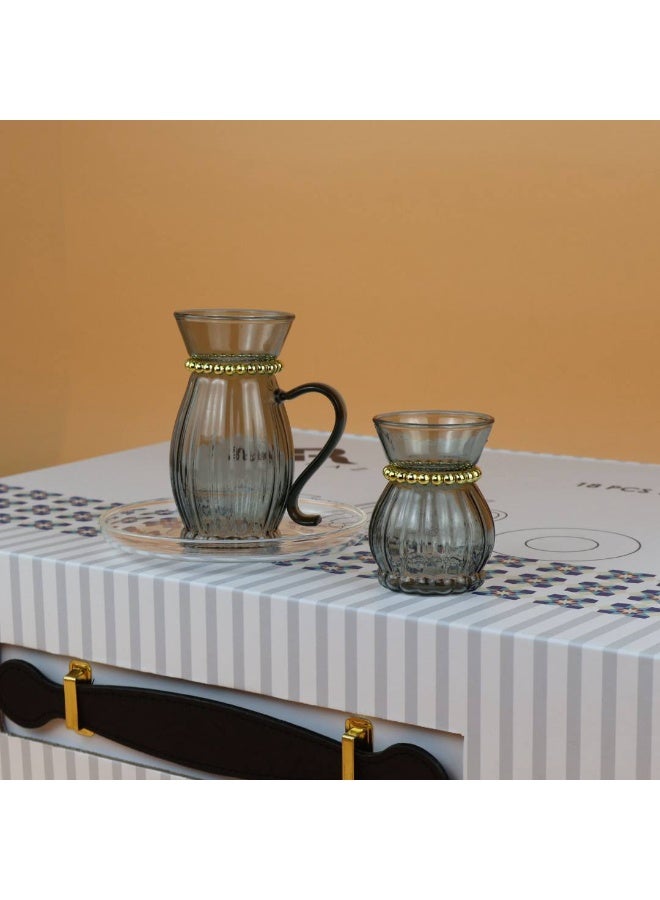 Raz طقم أكواب شاي وقهوة فاخر من الزجاج مع صحون | طقم تقديم الشاي والقهوة | علبة هدايا أنيقة - Image 2